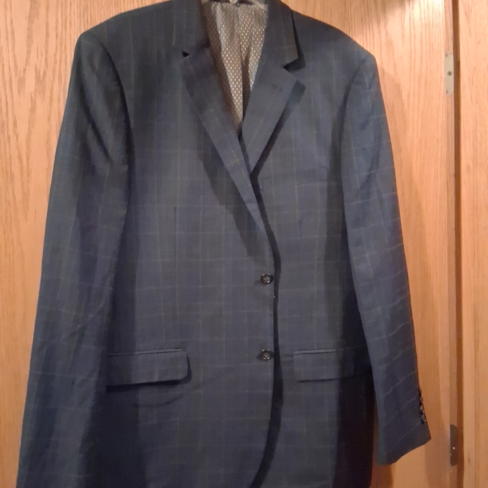 James Tattersall Linen Blend Blazer Suit Coat Jacket Blue Multicolor Mens 46R